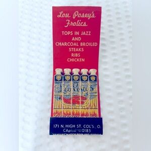 matchbook Lou Posey’s Frolics PA full 15 strike advertising matchbox…